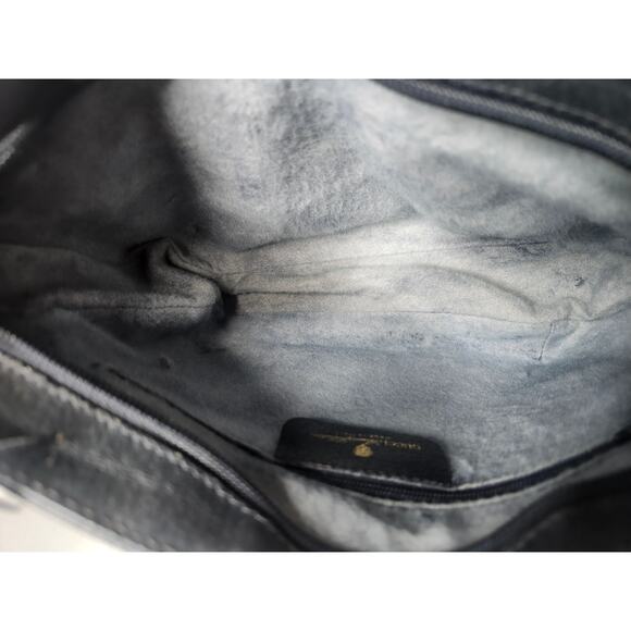 Gucci GG Canvas Shoulder Bag Dark Navy Leather Trim Vintage Adjustable Strap - Picture 15 of 16